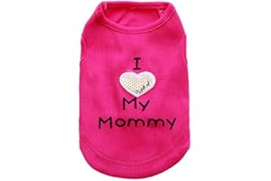PETALL Dog Shirts Slogan Vest I Love My Daddy/Mommy Cute Heart T-Shirt Clothes for Chiuahaha Poodle Teacup Shihtzu Yorkie Bulldog Small Puppy Costume