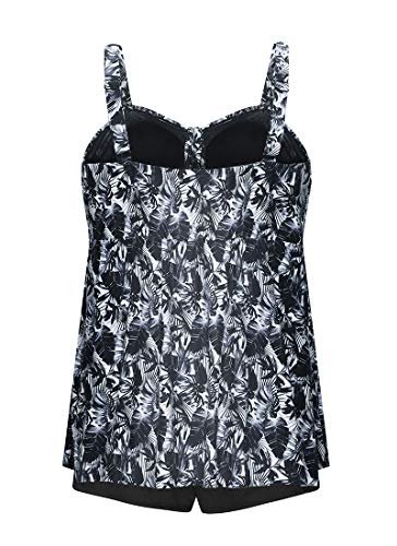 Wantdo Women's Plus Size Tankini Set Floral Printed Two Pieces