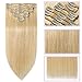 13 inch 80g Clip in Remy Human Hair Extensions Full Head 8 Pieces Set Short length Straight Very Soft Style Real Silky for Beauty #613 Bleach Blonde