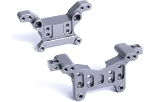 Oisunt 2p Aluminium Shock Tower Parts for Hyper GO/Jetwood/Bezgar/HAIBOXING/DEERC 1/16th RC Car Upgrades, Shock Mount Front Rear Repalcement Accessory (Grey)