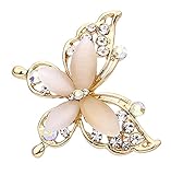 JQUEEN Classic Multilayer 3D Butterfly Gold Plated Marquise Opal Crystal Rhinestone Brooch Pin Jewelry