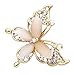 JQUEEN Classic Multilayer 3D Butterfly Gold Plated Marquise Opal Crystal Rhinestone Brooch Pin Jewelry