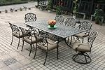 Heritage Outdoor Living Elisabeth Cast Aluminum 9pc Patio Dining Set with 44"x84" Rectangle Table - Antique Bronze