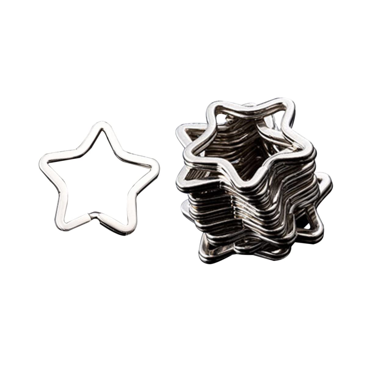 COHEALI Star Key Ring Metal Stars 50pcs Keyrings for Car Keys Bulk Keychain Making Keychain Connector Jewelry Key Ring Key Chain Silver Pentagram Connecting Ring s