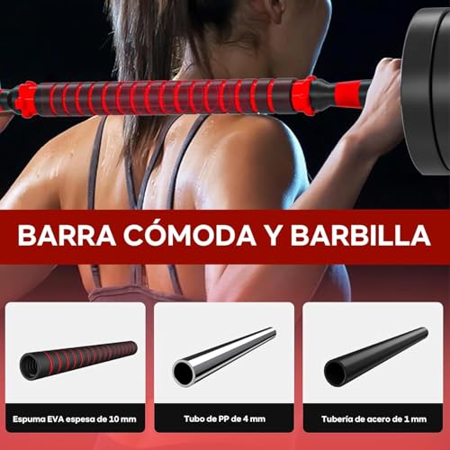 Kit de Pesas y Mancuernas, Barras para Ejercicio Multiusos,10/15 KG Set de Mancuernas Ajustables con 4 Modos como Barra, pesas rusa y mas combinaciones para Hombres/Mujeres