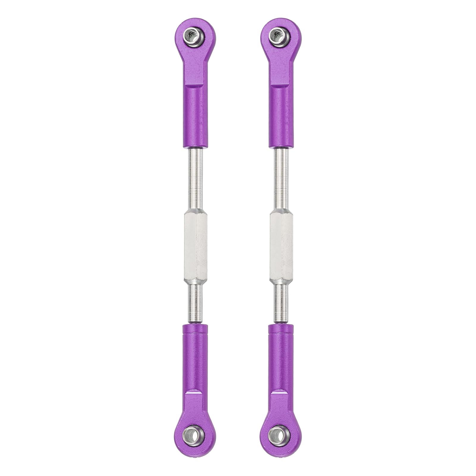 sourcing map 2 Pcs Steering Servo Turnbuckle Rod RC Aluminum Alloy Linkages for HSP 1/10 94123 On-Road RC Car (Purple, 96mm)