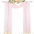 Socomi Wedding Arch Draping Fabric 29" x 20Ft 1 Panel Blush Pink Sheer Outdoor Curtain Drapes Extra Long for Wedding Ceremony Birthday Party Decoration