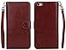 iPhone 5S/SE Wallet Case, HYSJY Magnetic Detachable PU Leather Wallet Purse for Women Men with Strap, Credit Card Slots, Card Holer,Flip Slim Cover Case Fit iPhone 5/5S/SE (Card-Brown)