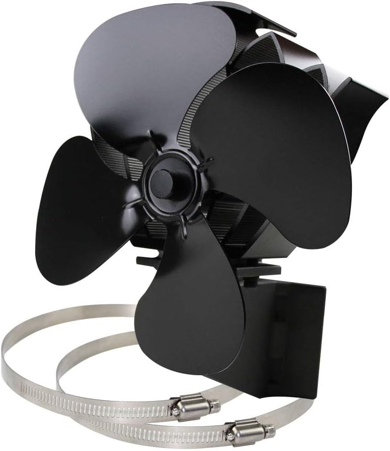 Seaskyer 4 Blades Heat Powered Stove Fan Wall Mounted Efficient Silent for Large Room