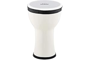 NINO PERCUSSION Kids' Djembe, 100% Synthetic Pre-Tuned, Compact Size - NOT MADE IN CHINA - Snow Finish, Great for Classroom Music or Playing at Home, 2-YEAR WARRANTY