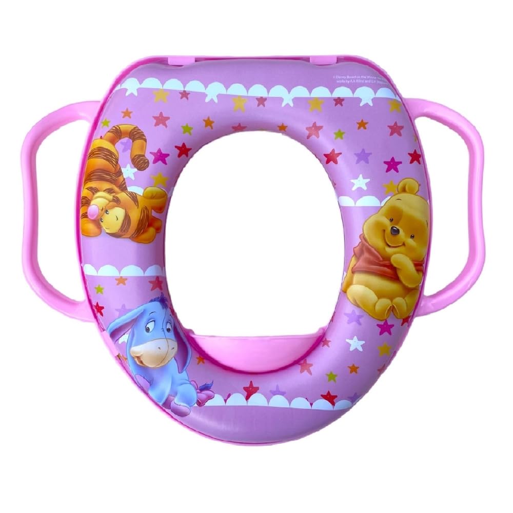 Winnie the Pooh Disney Girls Toilet Seat Reducer Universal Toilet Seat with Pink Handles