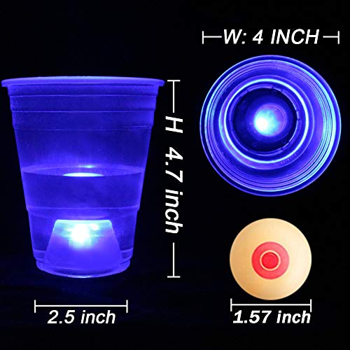 Six Senses Media The Dark Beer Pong Set,Beer Pong Party Cup Set, LED Beer Pong Cups and Novelty Pong Balls,22 Set - Thumbnail 2