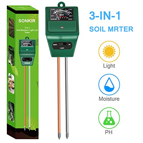 Bearbro 3-in-1 Soil pH Meter,Test Kit for Moisture,Soil Moisture Meter,Great for Home and Garden, Lawn, Farm, Indoor & Outdoor Use