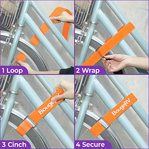 BougeRV 4 PCs 30'' Bike Rack Straps Bicycle Wheel Stabilizer Adjustable