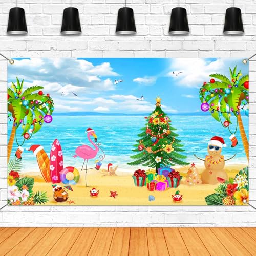 Hawaiian Tropical Summer Christmas Party Banner