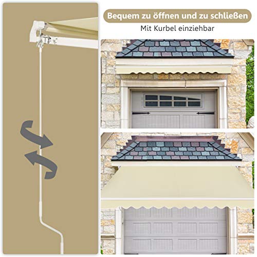 COSTWAY Markise mit kurbel, Balkonmarkise Sonnenschutz, Gelenkarmmarkise Sonnenmarkise Terrassenmarkise, Klemmmarkise… – Bild 3