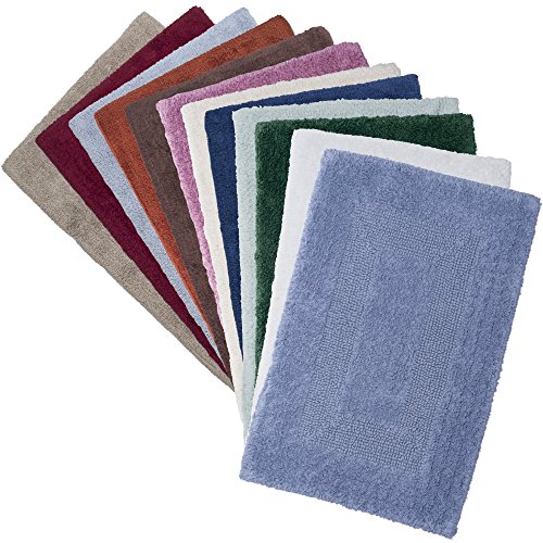 image for Cotton Bath Mat Set- 2 Piece 100 Percent Cotton Mats- Reversible, Soft