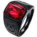 LWLH Mens Vintage Square Ruby CZ Crystal Stone Titanium Steel Ring Band Gothic Biker Knight Red Black