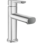 Moen Meena Chrome One-Handle Single Hole Modern Bathroom Sink Faucet with Optional Deckplate and Drain Assembly, 84794