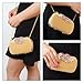 BMC Womens Elegant Rhinestone Peacock Clasp Velvet Cocktail Evening Handbag-TAN