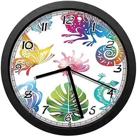Amazon Co Jp 芸術的抽象的デザインエキゾチックな動植物蝶爬虫類シェル葉壁掛け時計 壁掛け時計のファッション 素敵な贈り物やユニークなオフィスの家の装飾12インチ 約30 Cm ホーム キッチン