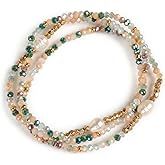 Opalencian Dainty Pearl Beaded Bracelets for Women,Freshwater Pearl Stretch Multilayer Bracelet Stack Boho Charm Accessories Birthday Summer Beach Boho Vacation Jewelry Gifts