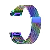iTerk For Fitbit Charge 2 Bands, Stainless Steel Metal With Magnetic Buckle Milanese Mesh Loop Replacement Wristband Adjustable Small & Large