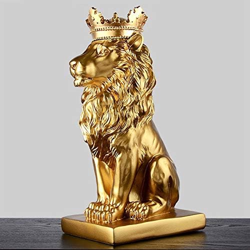DAJIADS Figurine Figurines Statue Statues Statuette Sculptures Buddha Creative Modern Gold Crown Black Lion Statue Aanimal Figurine Sculpture for Home Decorations Attic Ornaments Gifts 2