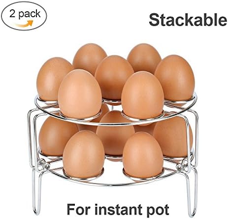 Upgraded Version Egg Steamer Rack,Stackable Stainless Steel Steamer Rack for Instant Pot and Pressure Cooker Accessories,Food Basket Stand,Kitchen Cooking(2 Pack)