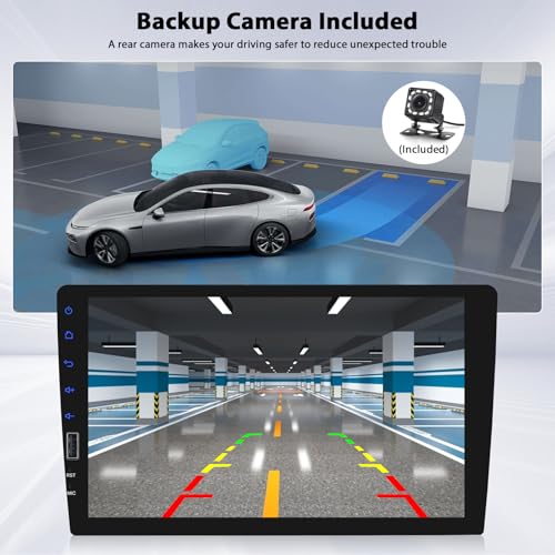 Inefala Car Radio 1 DIN with Wireless CarPlay and Android Autoradio, Car Radio Bluetooth 1 DIN, 9 Inch Touch Screen Car Radio Support Mirror Link/FM Radio/USB/Backup Camera