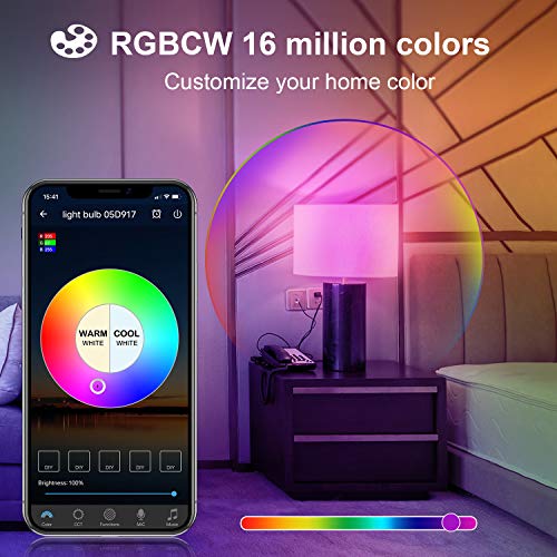 Smart WiFi Light Bulbs Dimmable,Work with Alexa,Google Home,E26 Music Sync RGB Color Changing Bulb,A19 7W 60W Equivalent… - Image 3