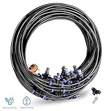 Gesentur [Upgraded 2018] Misting Cooling System - 26.2ft（8M） Misting Line + 9 Metal Mist Nozzles + a Brass Adapter(3/4) for Outdoor Patio Garden Home Irrigation Reptile Mosquito Prevent