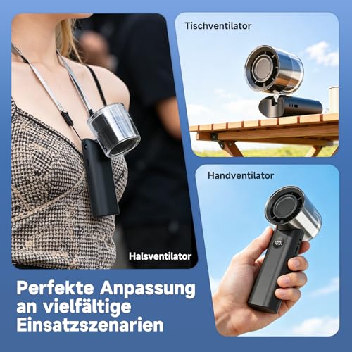 WOWDSGN Handheld Fan, Portable Mini Fan, Rechargeable, Small Pocket Fan with 5 Speed Levels, Foldable USB Fan for Office, Outdoor (Black Transparent)
