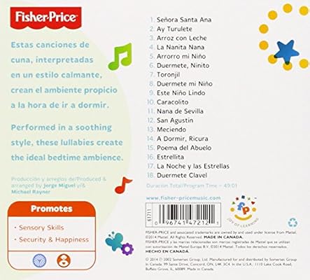Canciones De Cuna Spanish Lull Fisher Price Amazon De Musik Canciones de cuna las canciones de cuna son parte de la transmisión cultural oral de las tradiciones que aparecen en américa, y que tienen sus orígenes en el cancionero español popular. amazon de