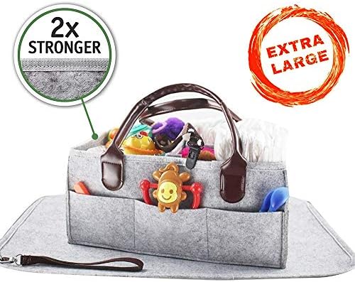 Baby Diaper Caddy Organizer,Portable Excellent for All Diaper Sizes, Wipes, Nursery Storage Bins, Baby Travel, Changing Tables and Toys Tote Bag, Exclusive Baby Shower Gift Baskets for Newborn Unisex