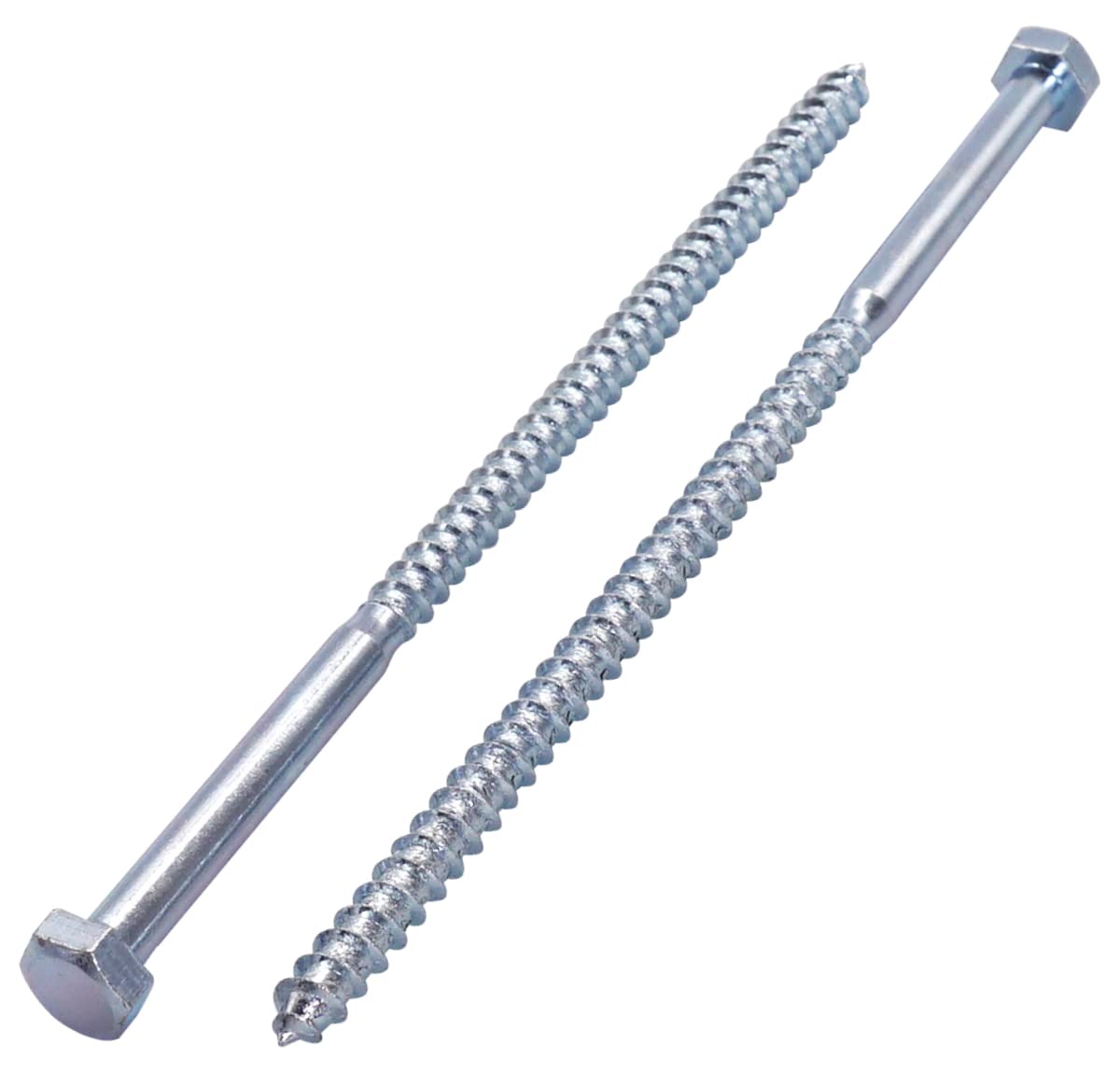 SKIR'CO (6 pcs) DIN 571 Zinc Plated Steel Hexagon Head Wood Screws M8 x 180 mm, Coach Screws, Hex Screw, Lag Bolts