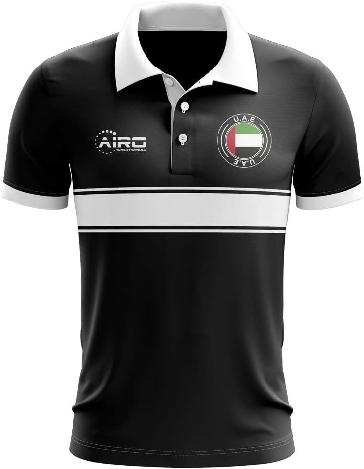 AirosportswearUAE Concept Stripe Polo Football Soccer T-Shirt Jersey (Black) - Kids