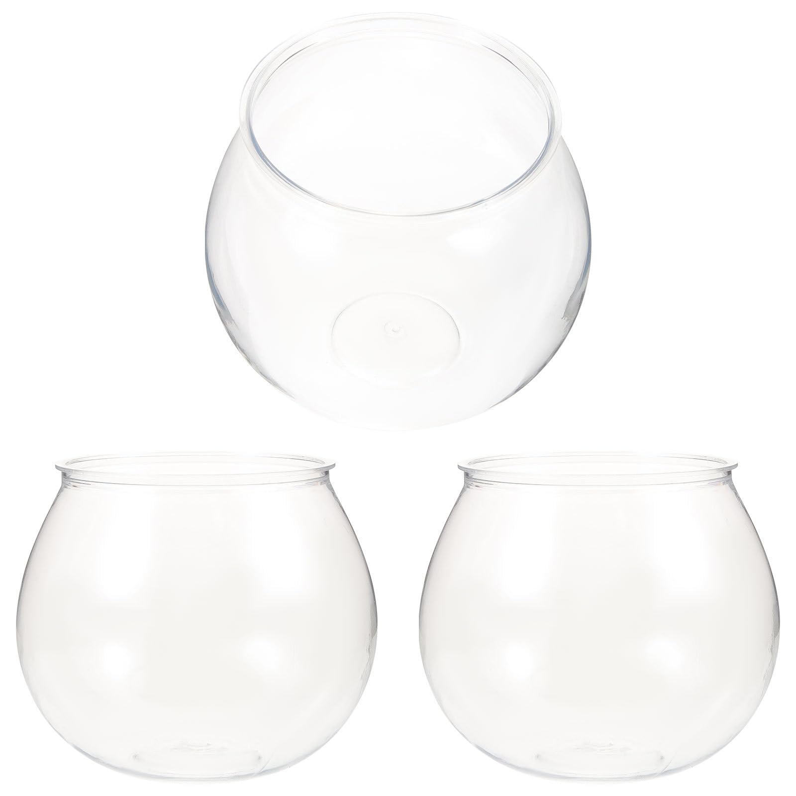 Alipis 3Pcs Plastic Fish Bowl, Clear Gold Fish Bowl Shatterproof Small Betta Fish Tank Desktop Round Aquarium Multi-purpose Bowl for, Drinking, Candy Holder, Vase,