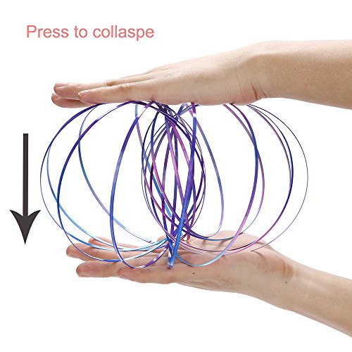 HighlifeS Multicolor Flow Rings Kinetic Spring Bracelet - Science Educational Sensory Interactive Cool Toys For Kids Teens Adults - Spinning Metal Globe Slides Down Arms - Thumbnail 5