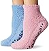 Dr. Scholl's Women's 2 Pack Soothing Spa Low Cut Lavender + Vitamin E Socks with Silicone Treads, Pink/Blue, Shoe Size: 4-10