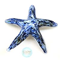 Dynasty Gallery Hand Blown Glass Walking Starfish, Blue and White Glows in the Dark, 4.75 Inch Diameter