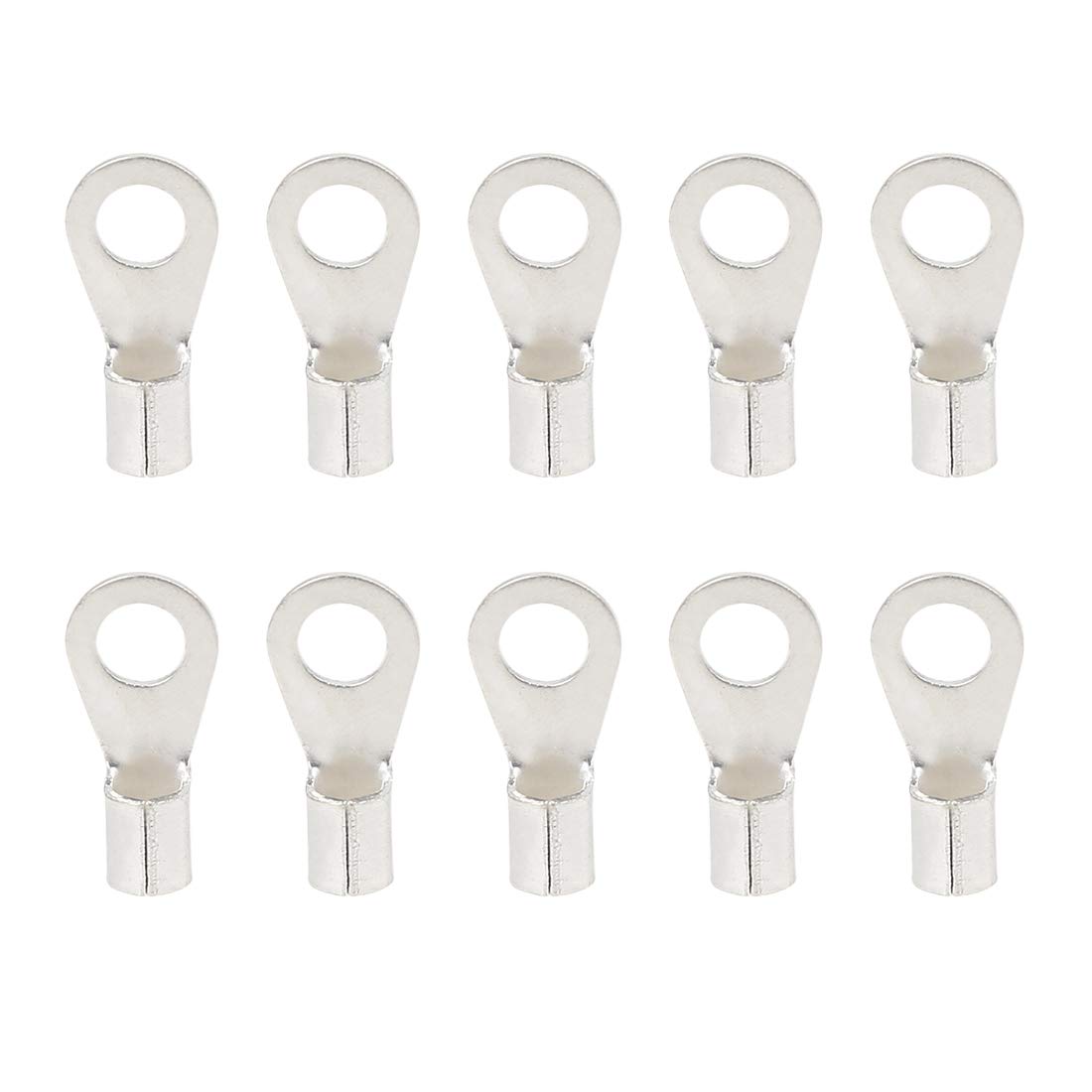 X AUTOHAUX 20pcs M5 Silver Plated Copper Ring Wire Crimp Connector 19.5 X 9mm