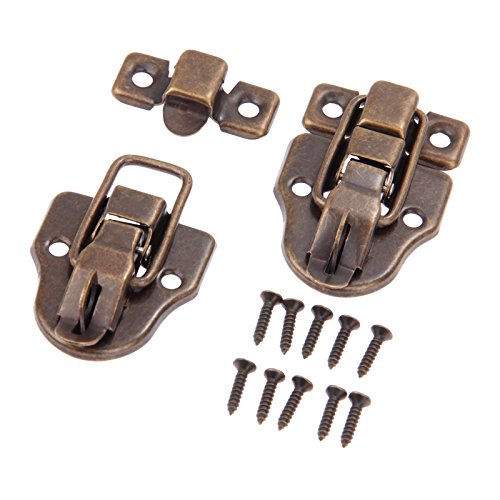 Dophee 2Pcs 2.32"x1.57" Antique Bronze Retro Style Iron Toggle Fit Case Box Chest Trunk Latch Hasps
