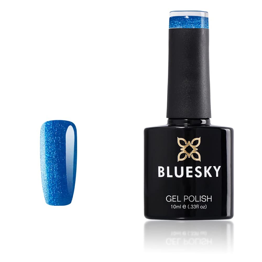 Bluesky Gel Nail Polish, Tropical Ocean Yyf03, Blue Glitter, Long Lasting, Chip Resistant, 10 ml (Requires Drying Under UV LED Lamp)