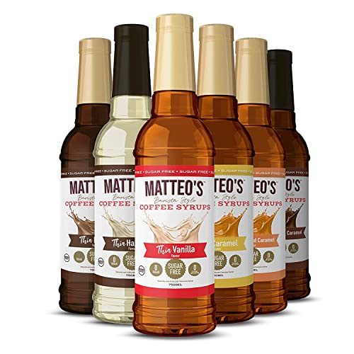 Matteo's Barista Style Sugar Free Coffee Syrup 6 Flavor Variety Pack