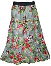 Women's Long Maxi Skirts Printed Rayon Gypsy Hippie Skirt S/M