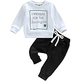 Toddler Baby Boy Fall Outfit Crewneck Long Sleeve Sweatshirt Tops Elastic Pants Jogger Cute Newborn Winter Clolthes Set