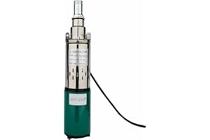 SHYLIYU Solar Submersible Well Pump DC 24V 260W Deep Well 3" Tube Stainless Steel Screw 2300L/H 1" Outlet High Lift 53M for Irrigation Agricultural Garden Home