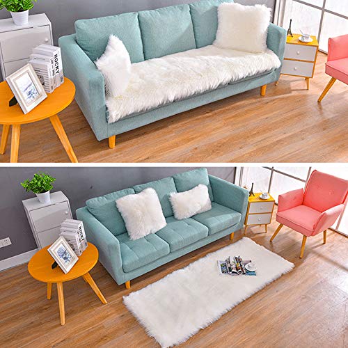 bedee Faux Sheepskin Rugs (60x150cm) Faux Fur Rug Soft Fluffy Rug Shaggy Area Rugs Anti-Skid Carpets for Bedroom Living Room Kids Room Decor