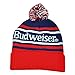 Budweiser Bud Adult Blue with Stripes Adult Pom Cuffed Beanie Winter Knit Hat